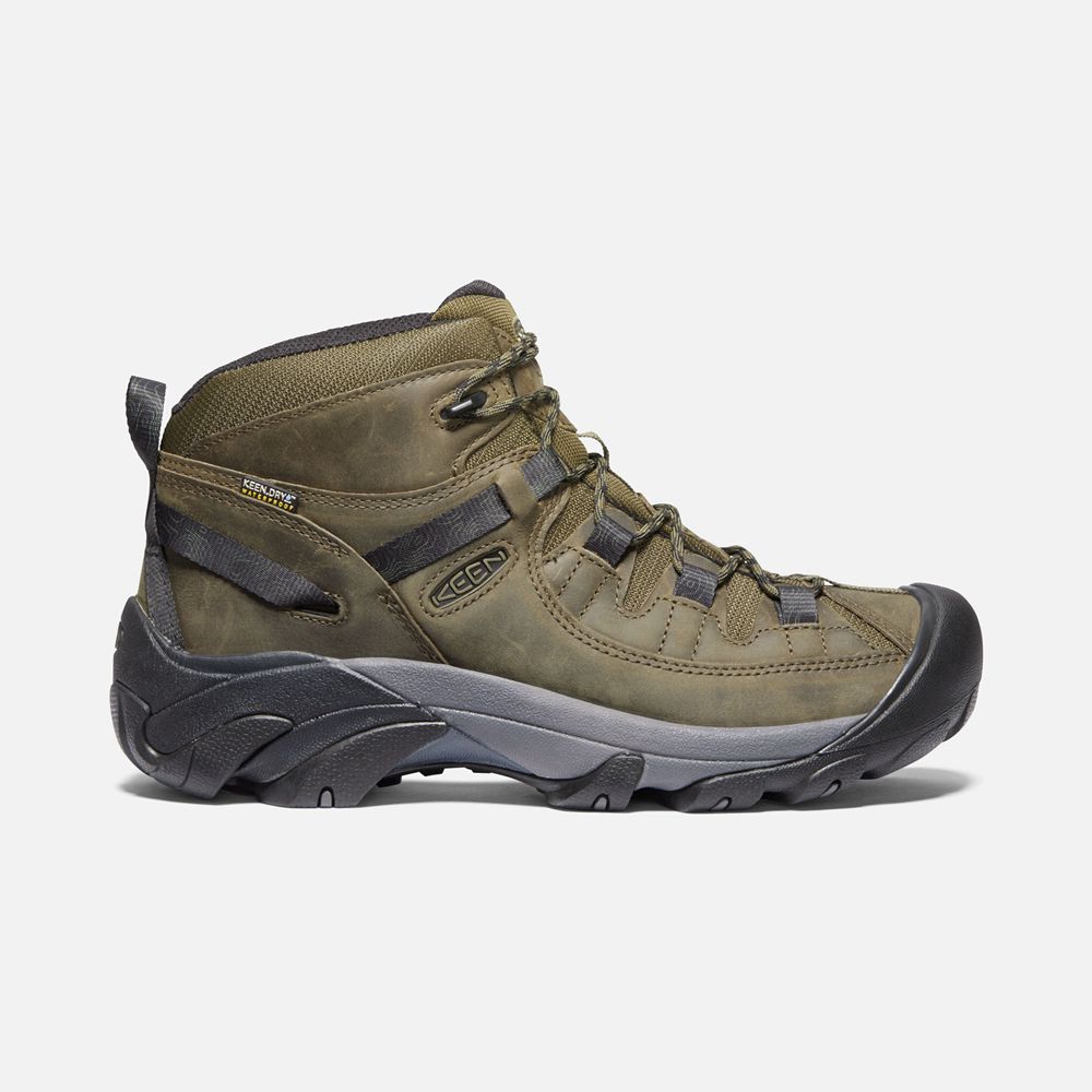 Bottes de Randonnée Keen Homme Vert Olive/Noir | Targhee Ii Waterproof Mid | MXPKO-7832